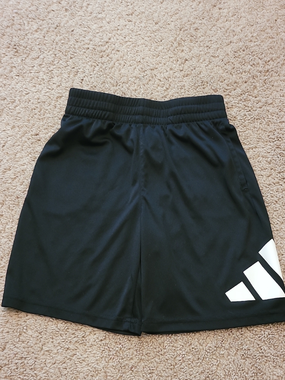 Adidas Boys Black Athletic Shorts with White Logo And Functional Drawstring